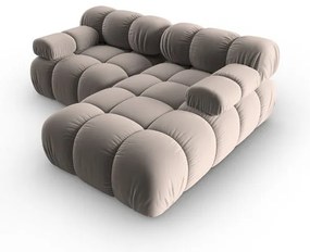 Colțar modular maro deschis cu tapițerie din catifea (cu colț pe partea dreaptă) Bellis – Micadoni