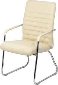Scaun vizitator crem OFF 833 din piele ecologică și cadru cromat cu brațe