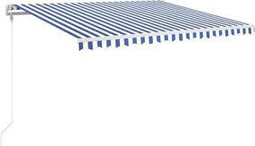 vidaXL Copertină automată cu LED&senzor vânt, albastru/alb, 450x350 cm