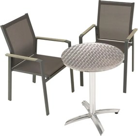 Set de grădină cu masă bistro și 2 scaune stivuibile, gri