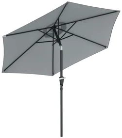Outsunny Umbrelă Inclinabilă pentru Grădină și Terasă 2.3x2m cu Deschidere Ușoară prin Manivelă, Structură Metalică și 6 Stinghii, Gri | Aosom Romania