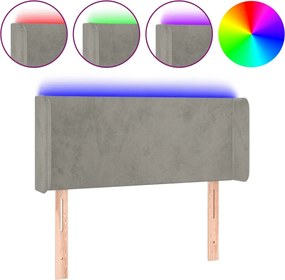 vidaXL Tăblie de pat cu LED, gri deschis, 83x16x78/88 cm, catifea