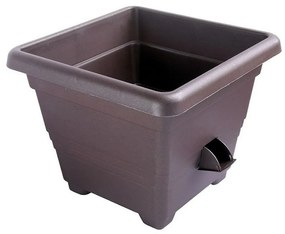 Jardinieră cu auto-irigare Plastia Bergamot 40 x 40 cm, maro