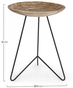 Masuta de cafea maro/neagra din lemn de Teak si metal, ∅ 40 cm, Zahira Bizzotto