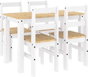 vidaXL Set de sufragerie din 5 piese Panama din lemn masiv de pin alb