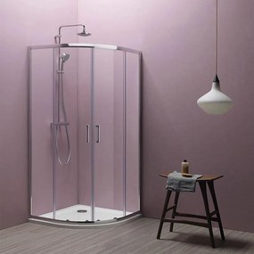 Cabina de dus semirotunda cu usi glisante Kolpasan Eco Quat 90x90, 185 cm inaltime