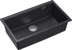 Chiuveta compozit incastrata Quadron Logan 110 negru - inox 76x44 cm