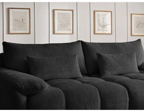 Canapea neagră cu tapițerie din chenille 264 cm Ivane – Bobochic Paris
