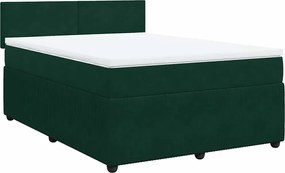 vidaXL Pat box spring cu saltea, verde închis, 140x200 cm, catifea