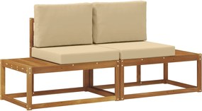 vidaXL Canapea de exterior cu pernă 2 Bucată Natural și Bej