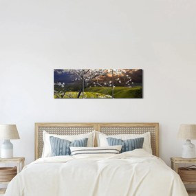 Tablou - Peisaj cu pomul înflorit (cu ceas) (90x30 cm)