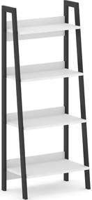 Etajera cu 4 polite, biblioteca culoare alb, 137cm