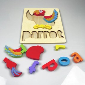 Puzzle din lemn pentru copii "Papagal"