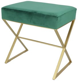 Bancuta eleganta din catifea cu baza metalica aurie, design modern 51x35x53 cm - VERDE SMARALD - 51x35x53 cm - Baza metalica aurie