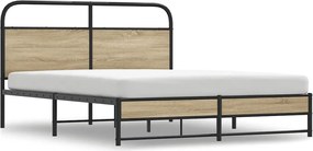 vidaXL Cadru pat metalic fără saltea, stejar fumuriu, 160x200 cm