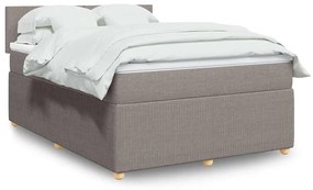 vidaXL Pat box spring cu saltea, gri taupe, 160x200 cm material textil