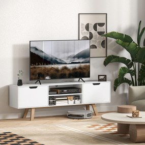 HOMCOM Suport TV cu sertare și rafturi deschise, MDF, 150 x 39 x 50 cm, Alb | Aosom Romania