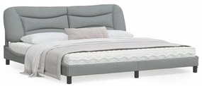 3207793 vidaXL Cadru de pat cu tăblie, gri deschis, 200x200 cm, textil
