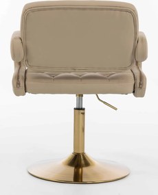 HR8403N Scaun Crem Piele Ecologica Premium Soft cu Bază Aurie