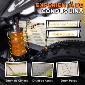 AIYAPLAY Motocicletă Electrică pentru Copii 3-8 Ani, 2 Motoare 12V, Roți Ajutătoare Detașabile, 30 kg, Galben | Aosom Romania