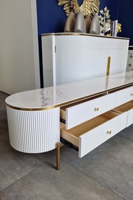 Comoda TV Morena alb/auriu L200 cm