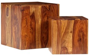 Set masa de cafea, 2 piese, lemn masiv de sheesham, 40x40x40 cm