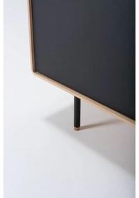 Comodă neagră/în culoare naturală joasă din lemn de stejar 118x100 cm Fina – Gazzda