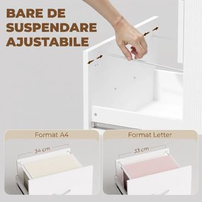 HOMCOM Birou Calculator Pliabil Con 3 Sertare, Alb Effetto Lemn | Aosom Romania