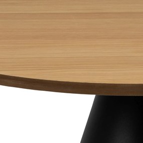 MAZZONI EXPORT BOSCO Stejar natural/picior negru - MASĂ DE CAFEA ROTUNDĂ 65 cm MASĂ DE CAFEA PENTRU SUFRAGERIE FURNIR