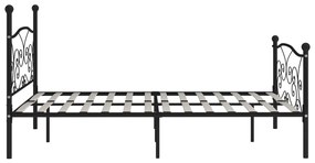 Cadru de pat cu baza din sipci, negru, 200 x 200 cm, metal Negru, 200 x 200 cm