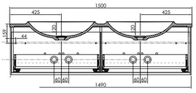 Set mobilier suspendat si lavoar Kolpasan, Pandora, 150 cm, alb