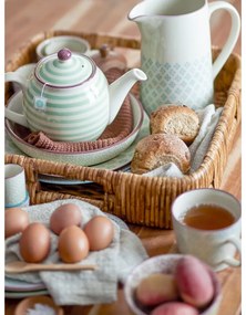 Carafă din gresie ceramică Bloomingville Patrizia, 2 l, alb-albastru