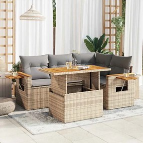 vidaXL Set canapele de grădină cu perne 5 piese bej poliratan/acacia