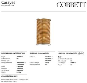 Aplica LUX din Rattan, Otel, Design Industrial Vintage, Carayes