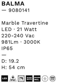 Stalp exterior din travertin LED IP65 Balma