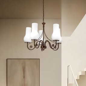 Lustră pe lanț Brilagi COTTAGE 5xE14/40W/230V maro/alb
