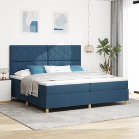 vidaXL Pat cu arcuri și saltea albastră 200x200 cm din țesătură