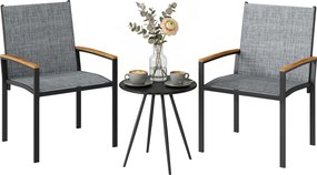 Outsunny Set bistrou 3 piese: Scaune din plasă și masă, Gri mixt. | Aosom Romania