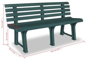 Banca de gradina, verde, 145,5 cm, plastic 1, Verde, 2