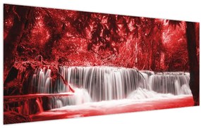 Tablou - Cascadă, roșu (120x50 cm)