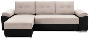 Colțar Extensibil MILANO, șezlong interschimbabil, cu ladă de depozitare, 265x160x85 cm, Bej/Negru, Stanga