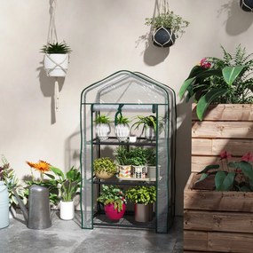 Outsunny Sera de Balcon cu 3 Niveluri și Ușă Rulantă, Sera pentru Grădină cu Structură din Oțel și Acoperiș din Plastic, pentru Plante, Flori, Fructe, 59x39x127 cm, Transparentă | Aosom Romania
