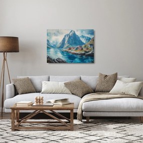 Tablou pe sticlă - Sat norvegian (70x50 cm)
