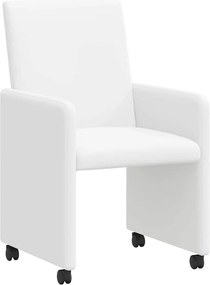 vidaXL Scaune de dining cu roți cu roți 2 pcs Alb 57 x 66 x 94 cm