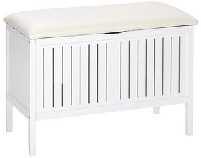 Cos rufe/scaun, Wenko Oslo, 2 in 1, 17 L, Lemn, Alb