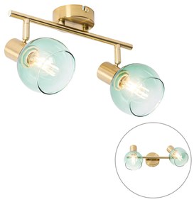 Spotlight Art Deco auriu cu sticlă verde cu 2 lumini - Vidro