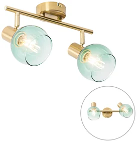 Spotlight Art Deco auriu cu sticlă verde cu 2 lumini - Vidro