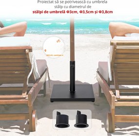 Baza de Umbrelă Pătrată Outsunny pentru Stâlpi Diferite Dimensiuni Φ3/3.5/3.8, Suport Robust 45x45x39cm, Negru | Aosom Romania
