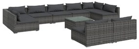 3102037 vidaXL Set mobilier de grădină cu perne, 10 piese,gri, poliratan