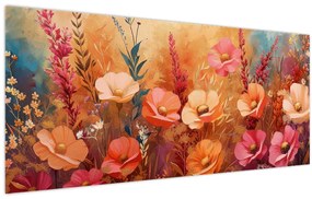 Tablou - Flori de pajiște, pictură (120x50 cm)